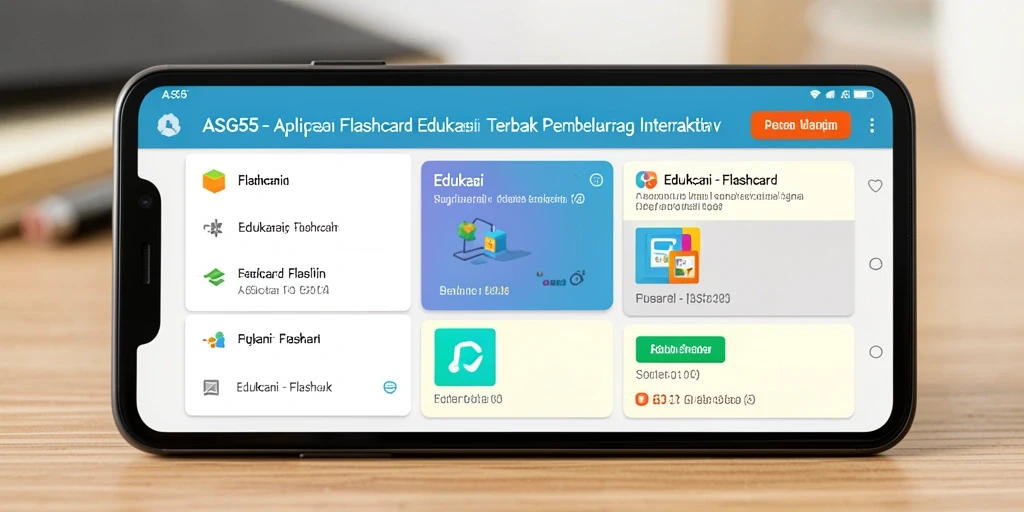 Antarmuka aplikasi ASG55 yang interaktif dan menarik untuk belajar Flashcard.