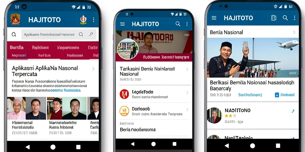 Antarmuka aplikasi HAJITOTO dengan berita Nasional terbaru.