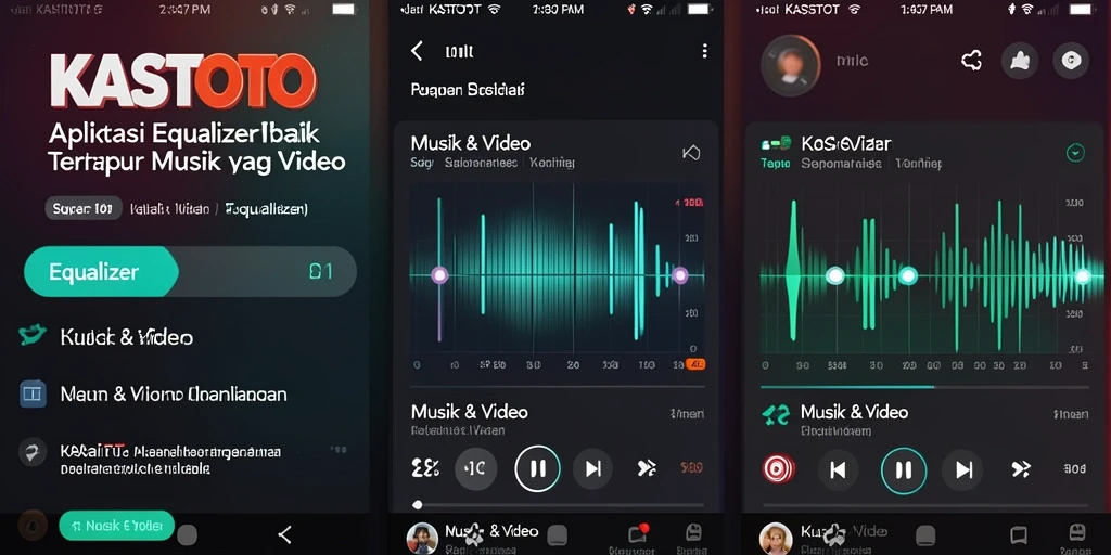 Antarmuka aplikasi KASTOTO dengan fitur Equalizer yang canggih.