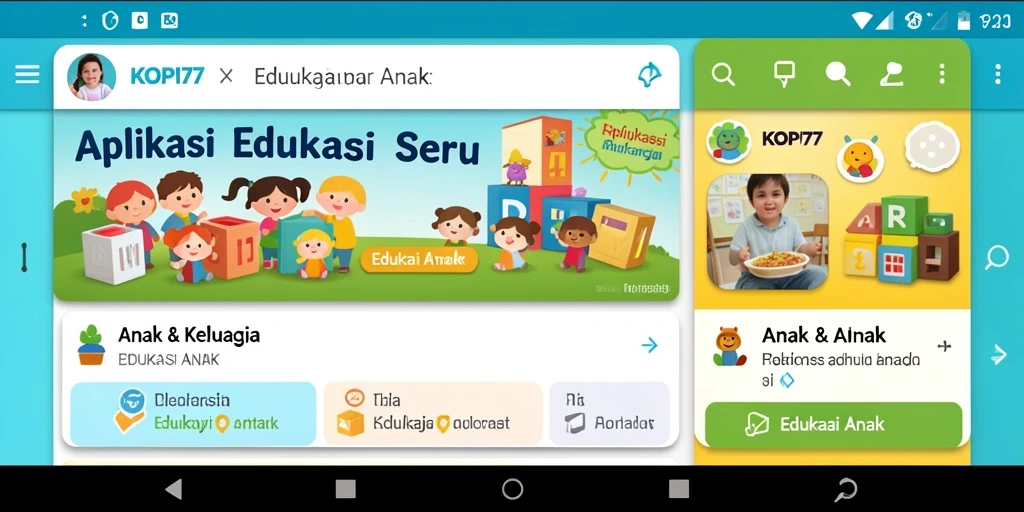 Tampilan antarmuka KOPI77 yang menarik untuk anak-anak.