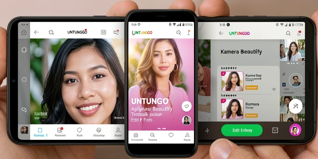 Antarmuka pengguna UNTUNGGO yang modern dan intuitif untuk Kamera Beautify.